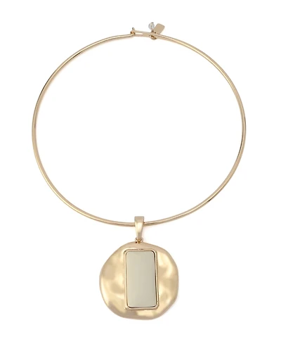 Robert Lee Morris Soho Ivory Molten Disc Statement Pendant Wire Necklace