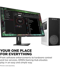 Hp Omen 16L TG03-0120 Gaming Desktop Computer, Intel Core Ultra 5 225F 3.3GHz, 16GB Ram, 1TB Ssd, Nvidia GeForce Rtx 5060 8GB, Windows 11 Home, Snow