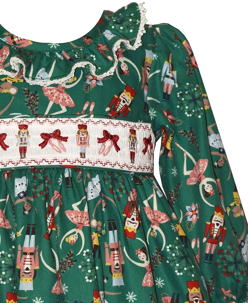 Bonnie Baby Girls 2 Piece Nutcracker Smocking Dress and Panty Set