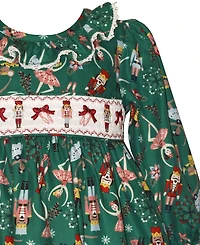 Bonnie Baby Girls 2 Piece Nutcracker Smocking Dress and Panty Set