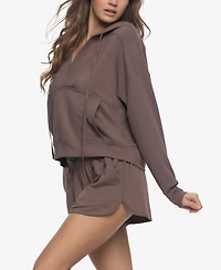 Felina Women's Regular Kimora French Terry Hoodie Sweatshirt with Shorts