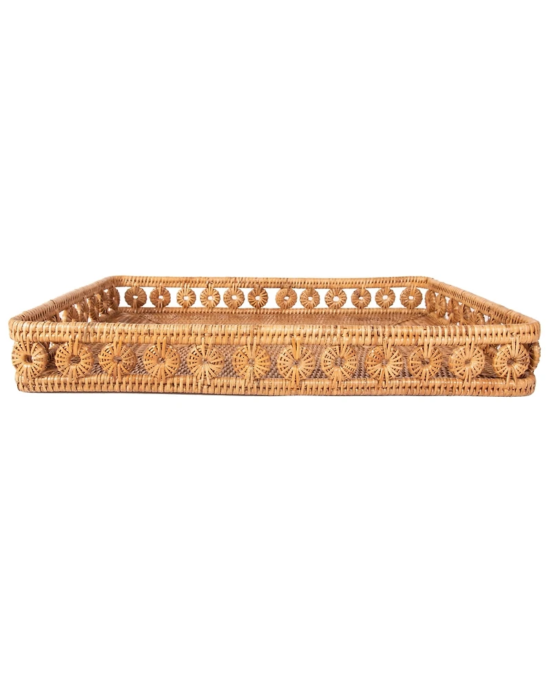 Artifacts Rattan Inna Design Rectangular Tray With Glass Insert