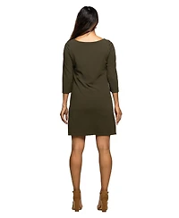 24seven Comfort Apparel Women's Maternity Three Quarter Sleeve A Line Dress