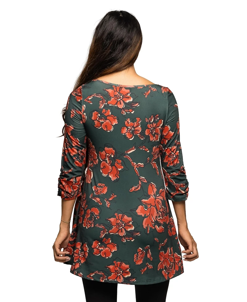 24seven Comfort Apparel Women's Maternity Three Quarter Sleeve Tunic Top