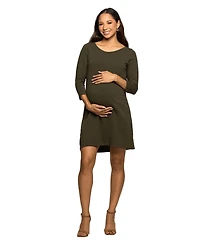 24seven Comfort Apparel Women's Maternity Three Quarter Sleeve A Line Dress