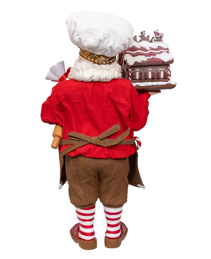 Kurt Adler 10.5-Inch Fabriche Chef Santa Decorating Gingerbread House