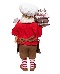 Kurt Adler 10.5-Inch Fabriche Chef Santa Decorating Gingerbread House