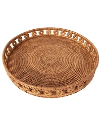 Artifacts Rattan Inna Design Round Tray 19" With Glass Insert
