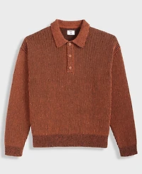 Mode of One Men's Relaxed Fit Plaited Long Sleeve Polo Sweater, Macy's Exclusive