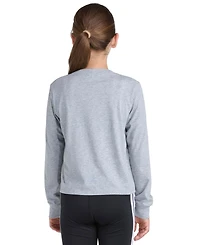 Adidas Big Girls 8-16 Long-Sleeve Regular-Fit Heather Logo Graphic T-Shirt