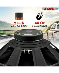 5 Core 15" Subwoofer 2Pcs 450W Car Audio 4Ohm Deep Bass Sub Woofer
