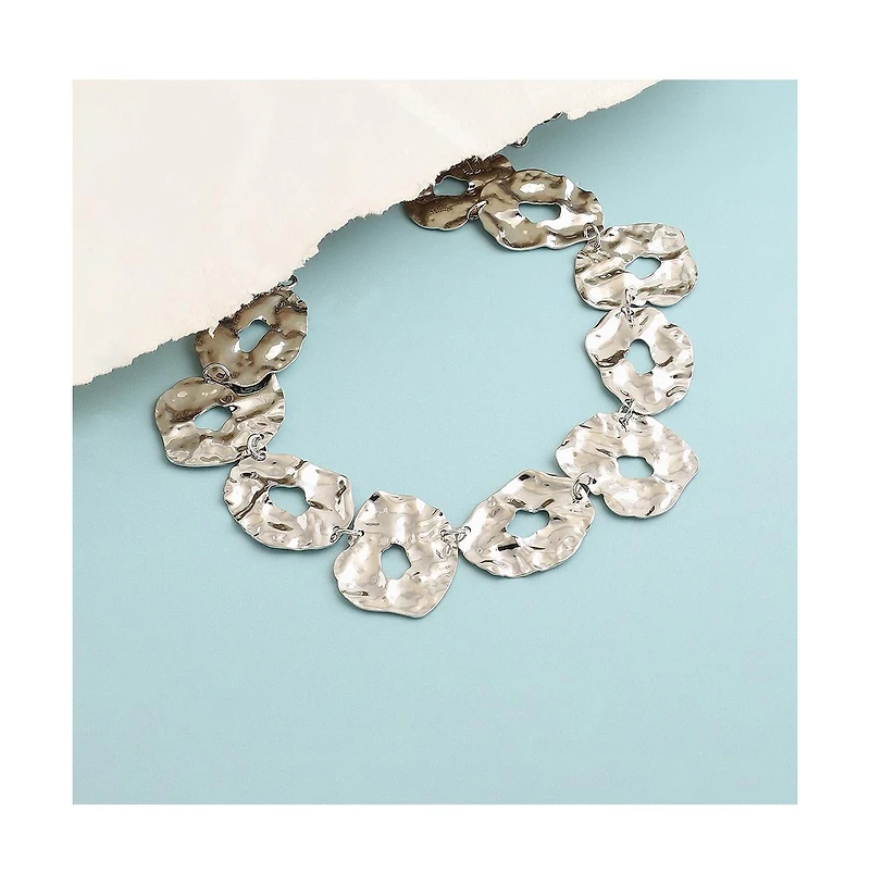 Sohi Women's Gold Dented Halo Statement Necklace