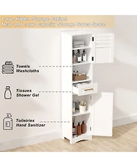Lovmor 15 in. W x 12 in. D x 67 in. H White Freestanding Linen Cabinet with 1 Drawer and 2 Doors