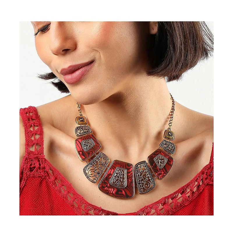 Sohi Women's Gold Plated Statement Necklace