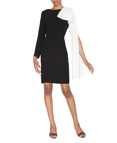 White Tie by Shani Women's Dramatic Bow Boat Neck Dress