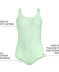 Lands' End Women's D-Cup Tugless Low Leg Lace One Piece Swimsuit
