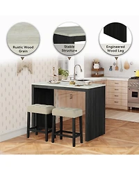 Boyel Living 3-Piece Bar Table and Chairs Set Tall Dining Table with Upholstered Bar Stool for Living Room Kitchen