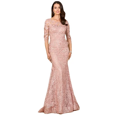 Lara Women's Short Sleeve Lace Mermaid Gown