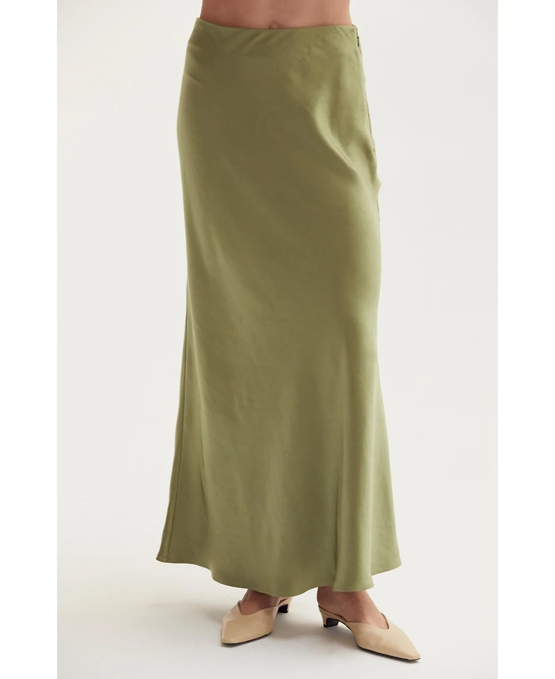 Crescent Women's Gabrielle Crushed Satin Maxi Skirt