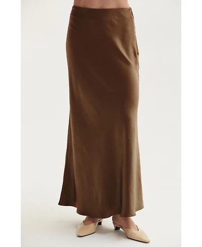 Crescent Women's Gabrielle Crushed Satin Maxi Skirt