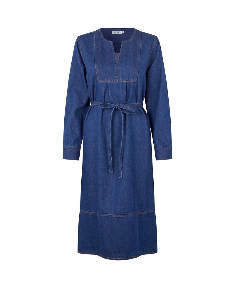 Masai Copenhagen Women's Long Sleeve V-Neck Denim Midi Dress