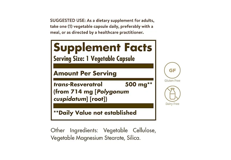 Solgar Resveratrol ,500 mg ,30 V Caps