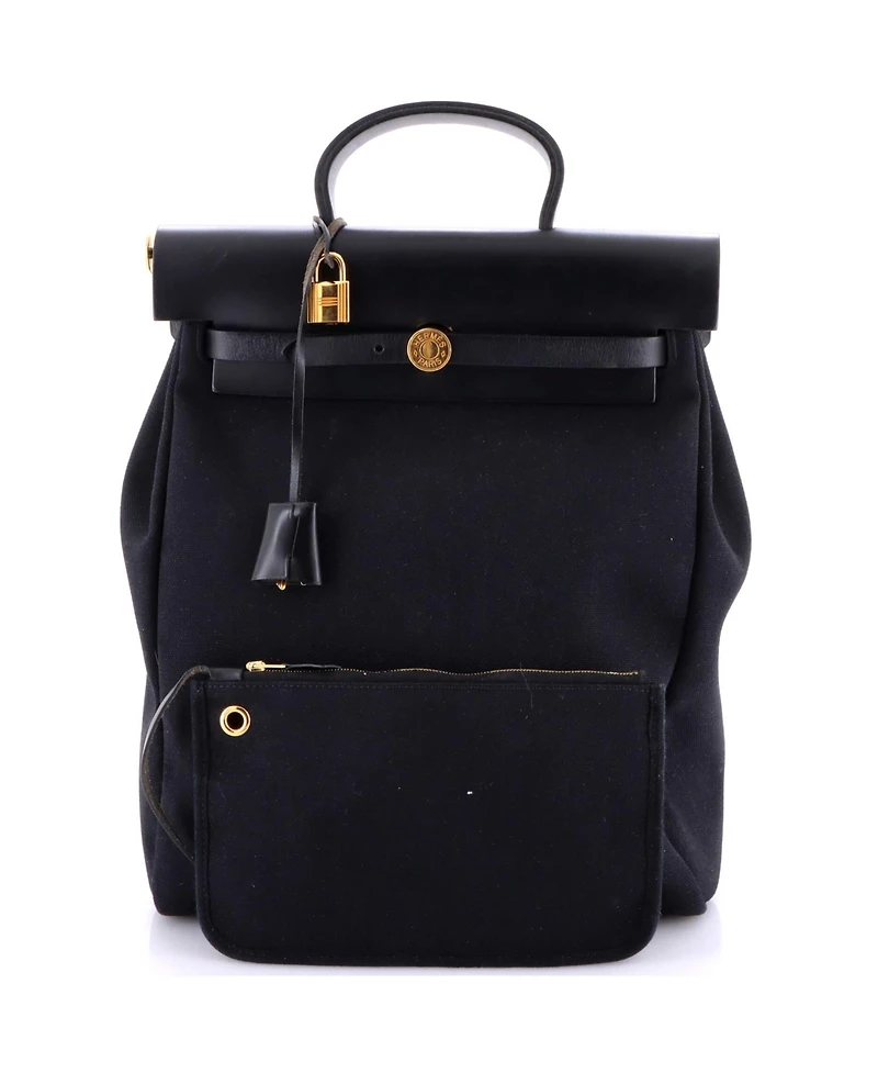 Pre-Owned Hermes Herbag A Dos Zip Backpack Toile and Leather