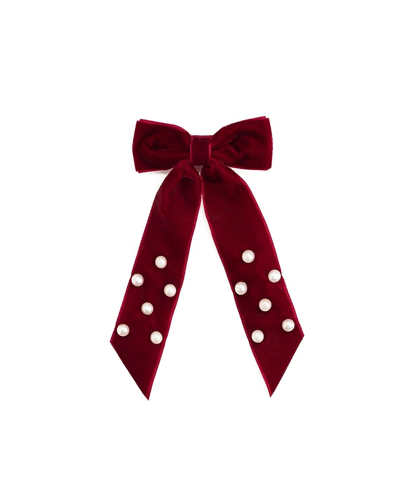 Sweet Wink Girls Ruby Red Velvet Coquette Bow Clip