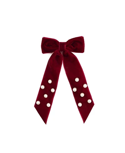 Sweet Wink Girls Ruby Red Velvet Coquette Bow Clip