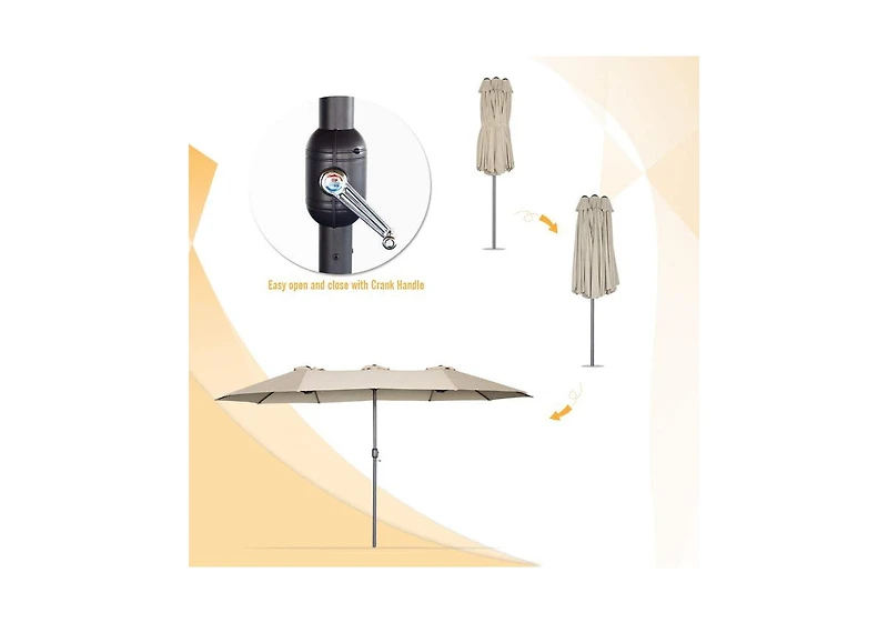 Aecojoy 15x9ft Double-Sided Patio Umbrella