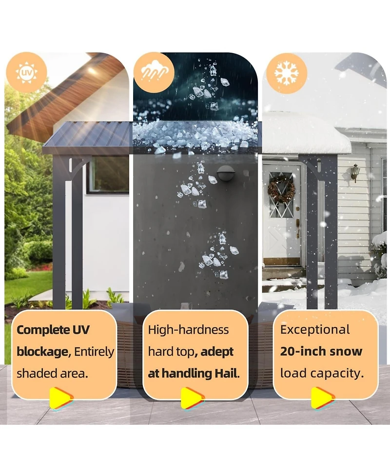 Aecojoy 12' x 10' Hardtop Gazebo Outdoor Pergola Lean to Metal Pergolas