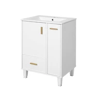 Chic Crate-24" Modern Bathroom Vanity Sink & Deep Drawer | 2-Tier Pull-Out Basket Solid Wood Frame White