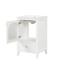 Casainc 20" Bathroom Vanity with Sink, Cabinet with Soft Closing Glass Door and One Drawer