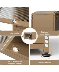 Mega Casa Shoe Storage Bench with Cushion, Modern Flip-Down Cabinet & Sturdy Metal Frame for Entryway Seating