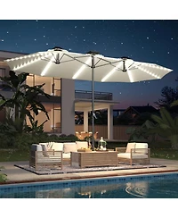 Aecojoy 15ft Patio Double-Sided Umbrella, 156 Pcs Solar Led Light Outdoor Large Umbrella