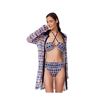 Profile by Gottex Women's Retro Riviera Netted Crochet Buttoned Tunic Cover-Up