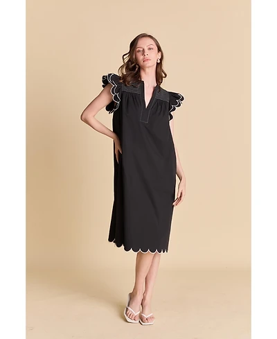 English Factory Women's Scallop Midi Dress