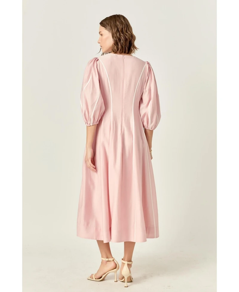 English Factory Women's Contrast Binding Midi Dress