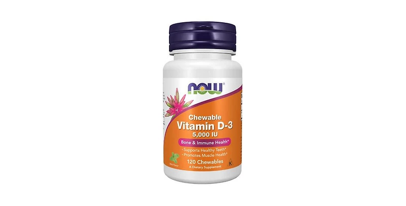 Now Foods Vitamin D-3 Mint Chewables, 5000 Iu, 120 Count