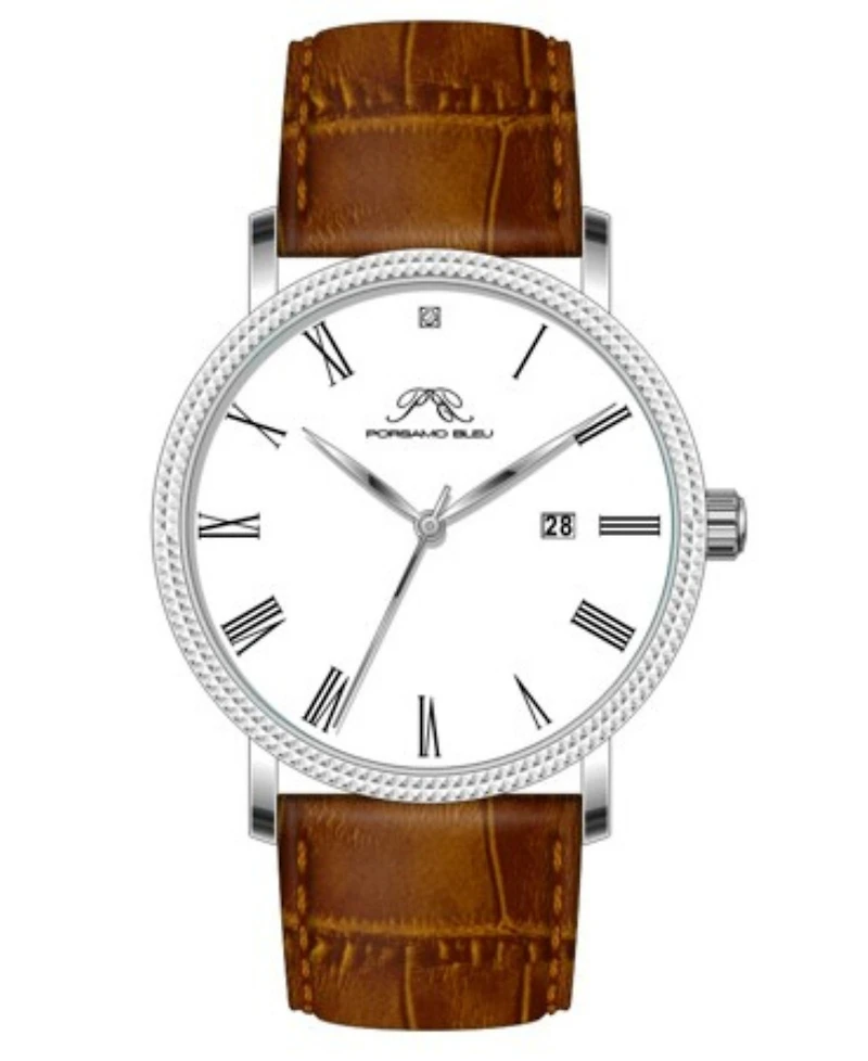 Porsamo Bleu Men's Veritas 1 Genuine Leather Band Watch 1361CVEL