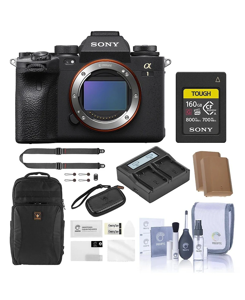 Sony Sony Alpha 1 Full Frame Mirrorless Digital Camera Bundle with 160GB Cfexpress Card, Backpack, Strap, 2x Extra Battery, Charger, Screen Protector,