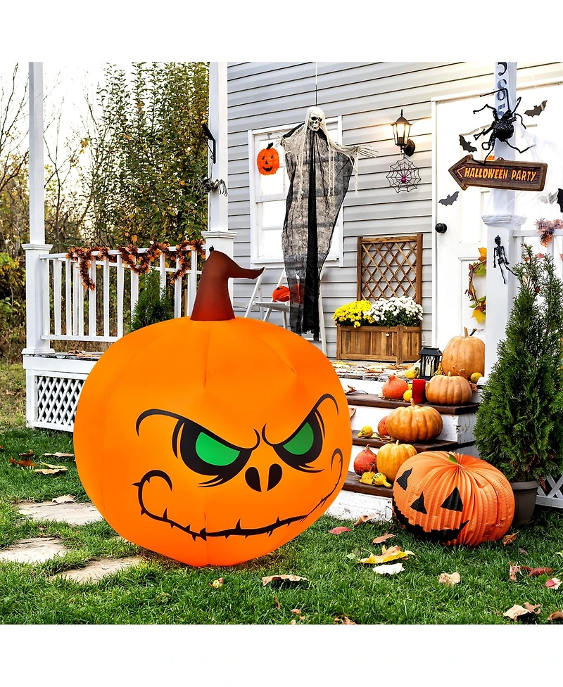 4 Ft Halloween Inflatable Pumpkin Large Blow up with Build-in Led Light