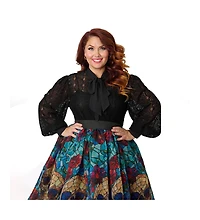 Unique Vintage Plus Long Sleeve Neck Tie Gwen Blouse