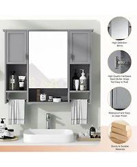 Casainc 35'' x 28'' Modern Wall Mounted Bathroom Storage Cabinet with Mirror & Towel Bar