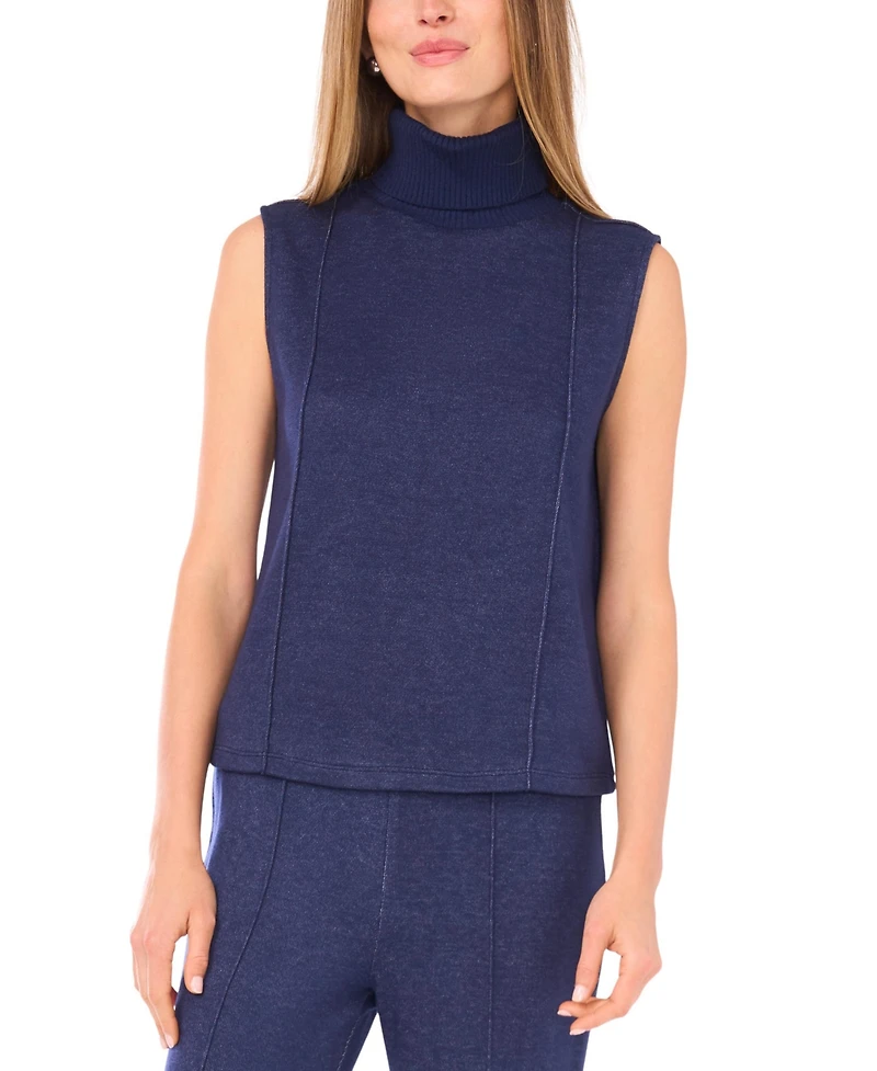 Vince Camuto Women's Knit Turtleneck Sleeveless Sweater