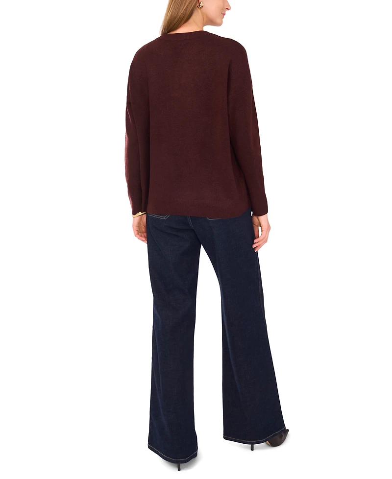 Vince Camuto Women's Cozy V-Neck Dropped-Shoulder Sweater