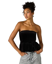 Steve Madden Women's Tessae Velvet Strapless Bubble Hem Tube Top