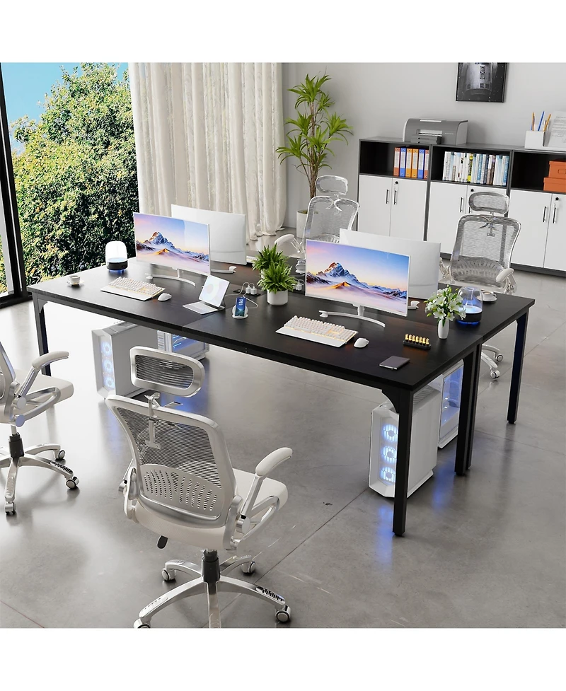 8.8'' W Rectangle Computer Desk, Wood Top Study Workstation