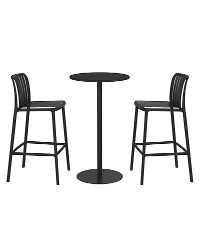 WestinTrends 3-Piece Patio Adjustable Bar Table with Stackable Stools