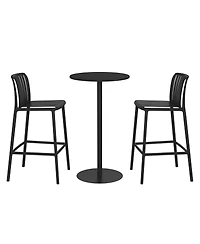 WestinTrends 3-Piece Patio Adjustable Bar Table with Stackable Stools